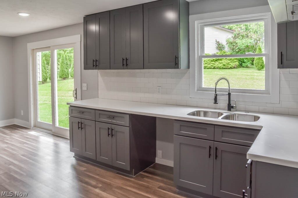 Gray Solid Surface Kitchen Countertops by AMI in Canton, Ohio.