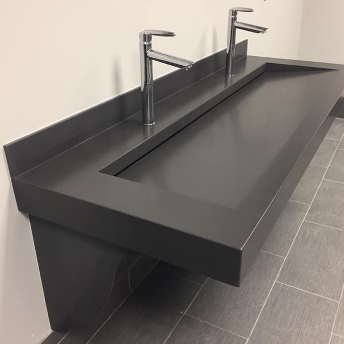 Solid surface trough sink